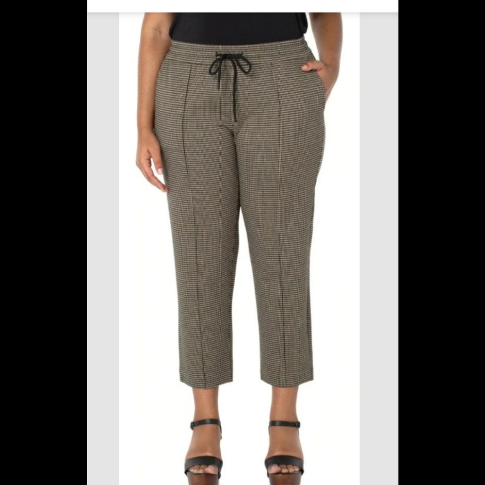 Liverpool Ankle Trouser Tan Black Plus Size 3X
